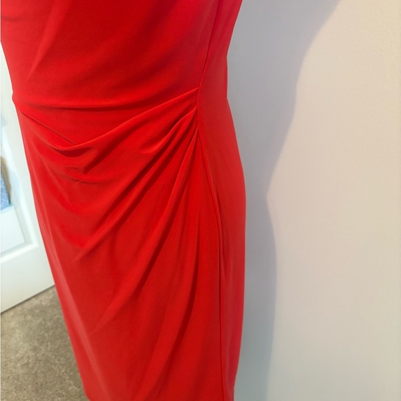 Ralph Lauren Red Ruched Sheath Dress Cowl Neck - Picture 3 of 6
